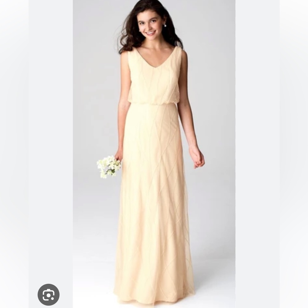Bill Levkoff Sequin Mesh V-Neck Bridesmaid Prom gown dress Size 6 fits a 0-2